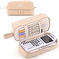 ANGOOBABY Big Capacity Large Pencil Case Canvas Pen Pouch Bag with 2 Compartments for Girls Boys Teen School Students Adults - Khaki