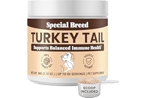 SPECIAL BREED Turkey Tail Mushroom for Dogs - Organic Turkey Tail for Dogs Mushroom Powder for Respiratory, Immunity, Digestion - with Beta Glucans & Polysaccharides, No Fillers - 60 Scoops