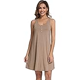WiWi Viscose Bamboo Nightgowns for Women Cooling Tank Gowns Super Soft Sleeveless Sleep Shirts S-XXL