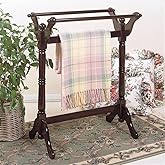 Freestanding Wood Blanket Rack for Living Room, 3 Tier Towel Organizer for Throw Blankets and Quilts, Floor Stand Holder for 