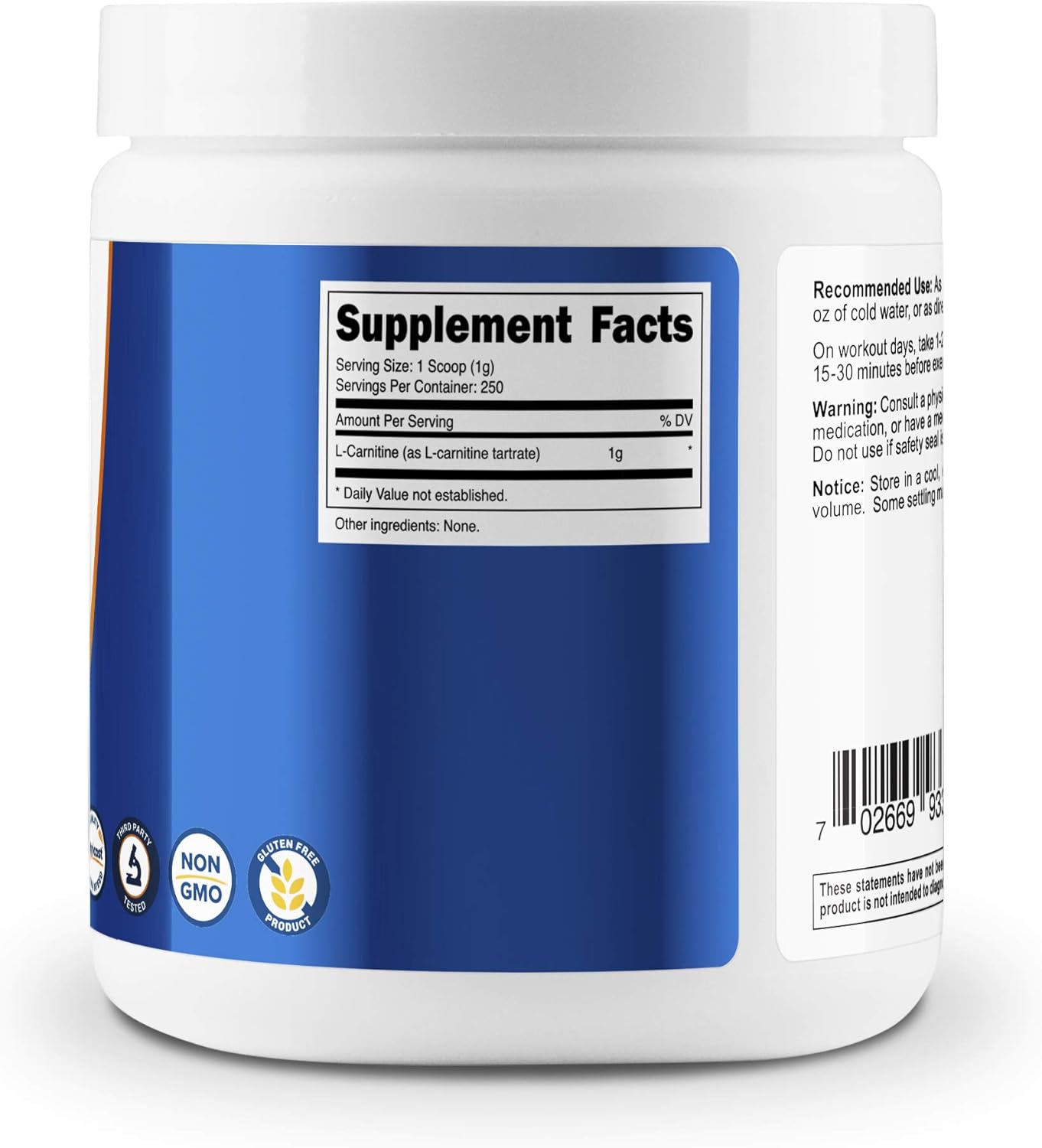 Nutricost L-Carnitine Tartrate Powder (250 Grams) - 1 Gram per Serving, 250 Servings: Health & Personal Care