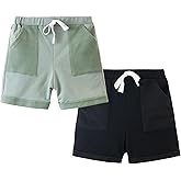 Volunboy Baby Boys Summer Cotton Shorts Waffle Elastic Waist Pull On Athletic Jogger Beach 2 Pack Bottoms