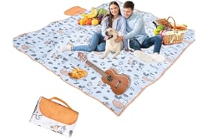 Cesicia Picnic Blankets Waterproof Foldable 80"X 80" Outdoor Beach Blanket, Lightweight Handy Mat Tote for Spring Summer Camping, Beach, Park, Patio on Grass Cow