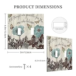 Teal Tulip Rustic Floral Wood Flower Double Toggle
