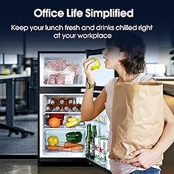 Anypro 3.2 Cu.Ft Double Door Fridge with Freezer, 2