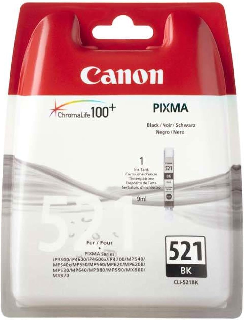 Canon CLI-521 Black Ink Cartridge Genuine OEM Printer Ink