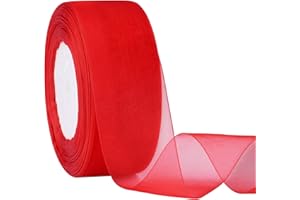 Hapeper 1-1/2 Inch Sheer Organza Ribbon, 50 Yards/Roll (Red)