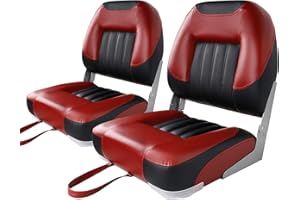 XGEAR Deluxe Low/High Back Boat Seat, Fold-Down Fishing Boat Seat