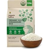 Organic Tattva Sona Masoori Rice, 10 lbs, Medium Grain Rice, USDA Certified | Non GMO, Vegan, Kosher, No Additives, Naturally