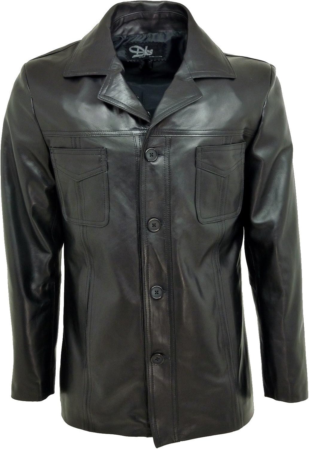 DKS Men's Long Leather Jacket XS Black at Amazon Men’s Clothing store
