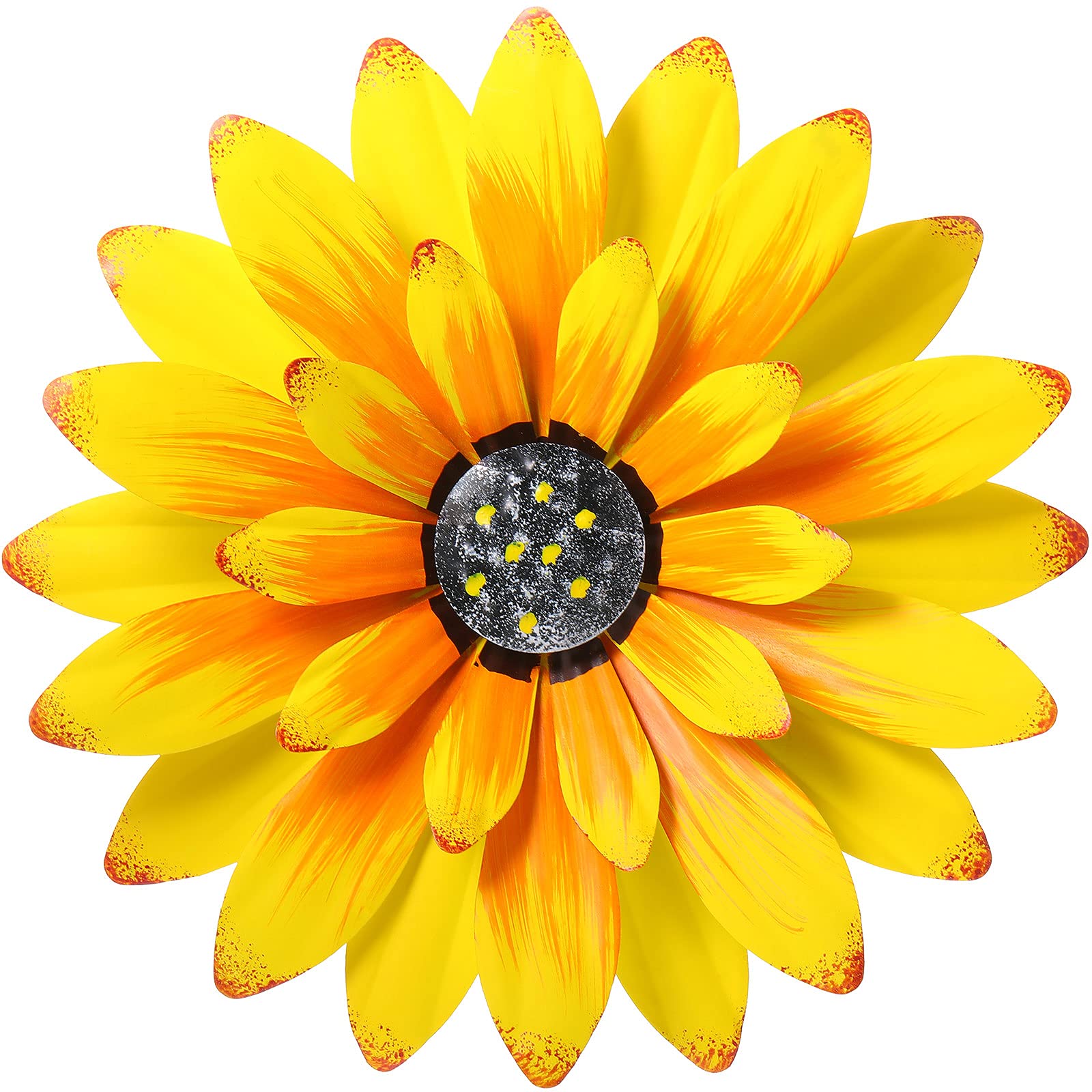 Hotop Metal Flower Wall Decor - Bright Floral Hanging Sculpture for Kitchen, Living Room, Courtyard & Fence Decor (Delicate Style)