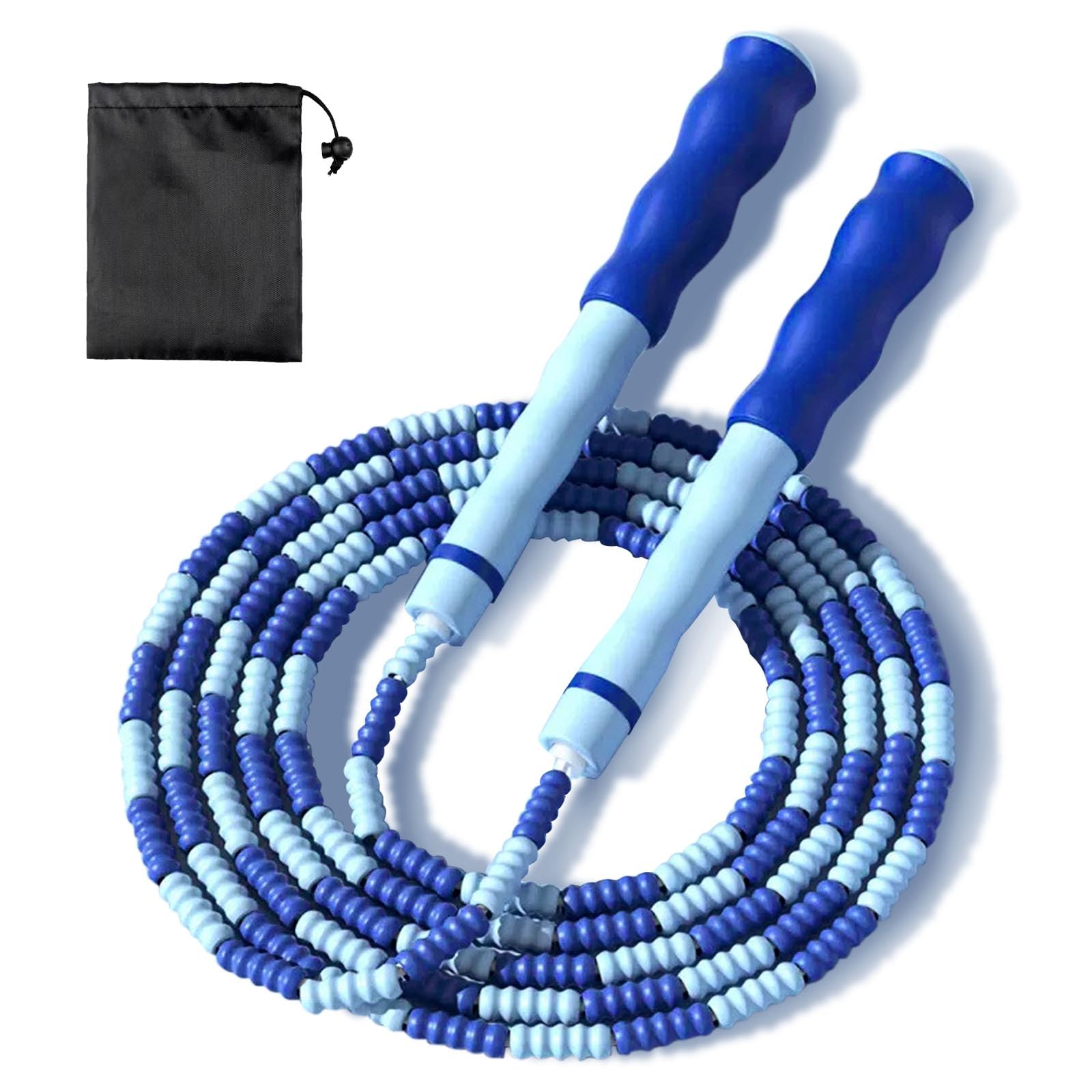 GWAWG Beaded Skipping Rope Beaded Jump Rope Tangle Free 2.8m/1.1in Adjustable Length Blue for Kids and Adult