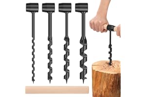 4 Pcs Hand Auger Wood Drill, Heavy Duty Steel Manual Bushcraft Wood Drill, Multifunctional Woods Drills Scotch Eye Hand Drill