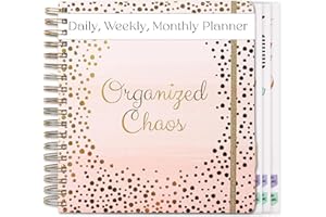 Votum 18 Month Day Large Planner, 2024-2025, Daily, Weekly & Monthly, January - June, Organized Chaos - Pink Daily Planner 2024-2025 with 3 Sticker Sheets - Calendar Planner 2024-2025 Monthly Planner