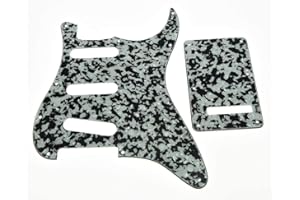 Dopro 11 Hole Strat SSS Pickguard ST Back Plate Trem Cover for USA/Mexican FD Strat Black White Agate
