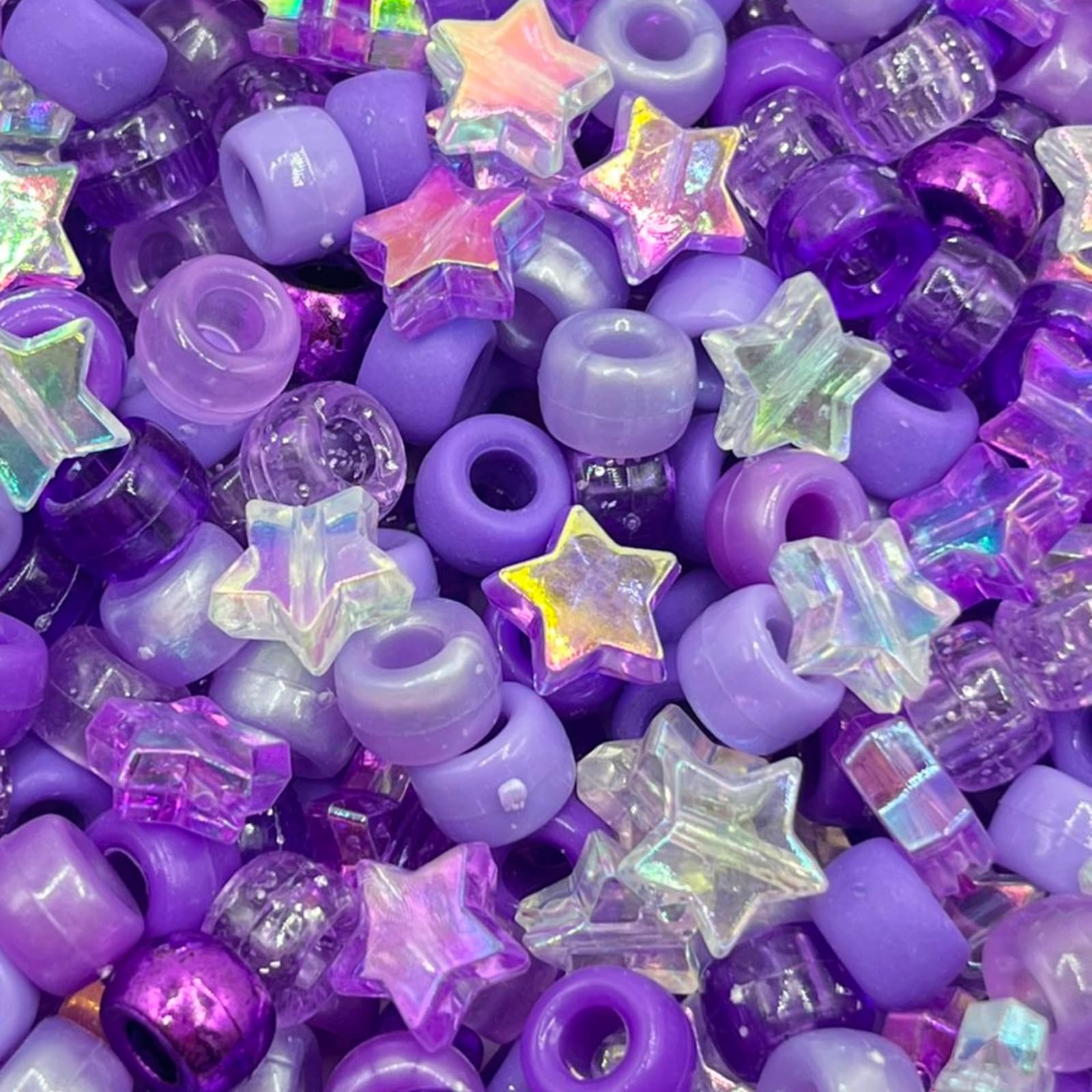 1000 pcs Purple Pony Bead and Star Beads Mix Arts and Crafts Decoration… — image 1