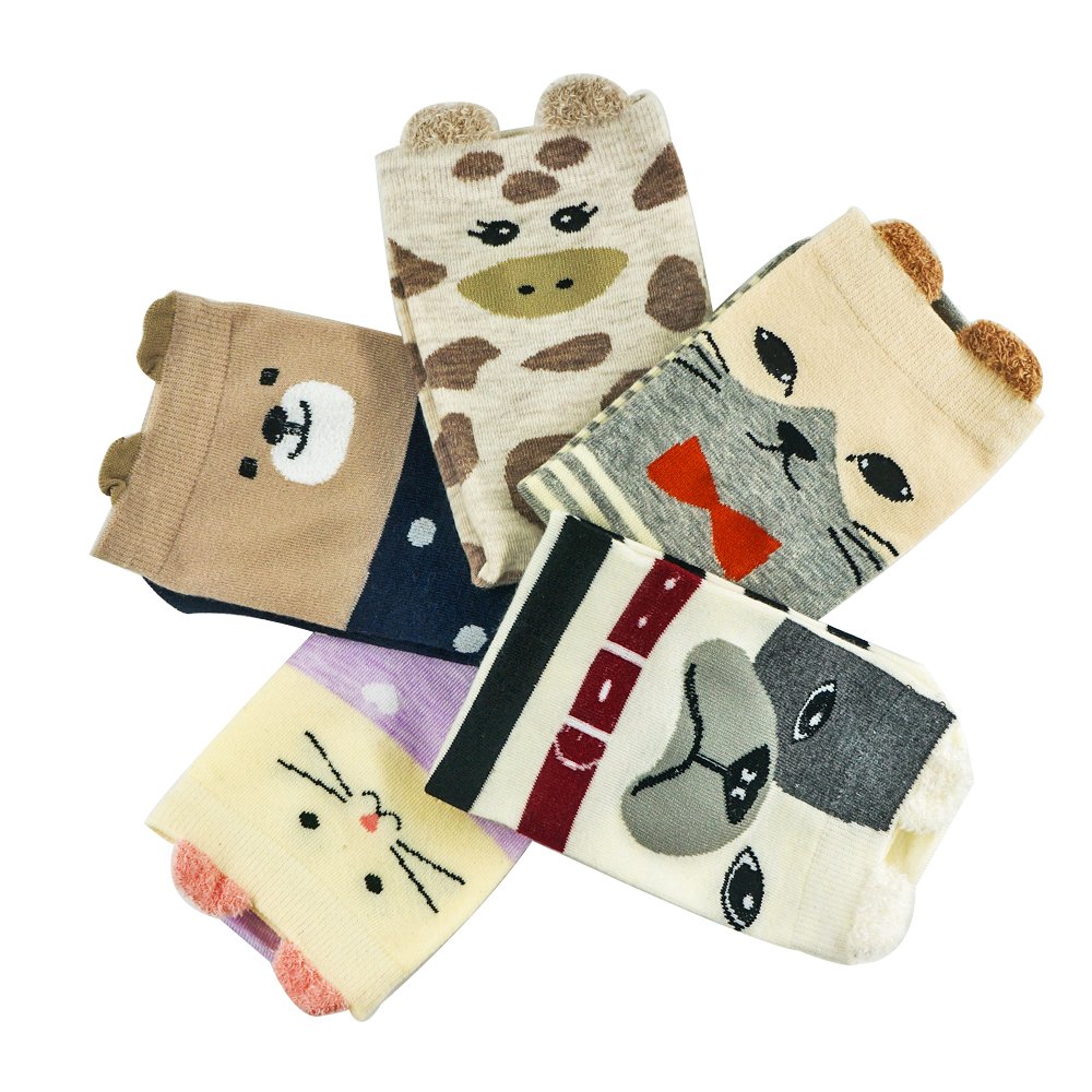 5 Pairs Women\'s Cute Funny Animals Socks for Girls Funky Novelty Gift, AIMKE knitted socks, a variety of colors can be chosen （Female socks） (Colorful-GW20)