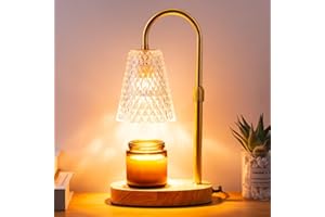 FRAZEEN Candle Warmer Lamp Electric Timer - Candles Wax Warmers Glass Lamps for Jar Candles Burner No Flame Scented Melting Warming Lantern Adjustable Height Dimmable Light with 2 Bulb for Home Living Bedroom