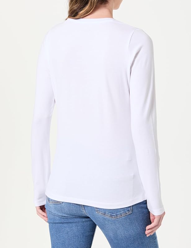 W Basic Stretch Logo L/S T-Shirt, Bianco (Bianco), XS, Bianco (Bianco), XS