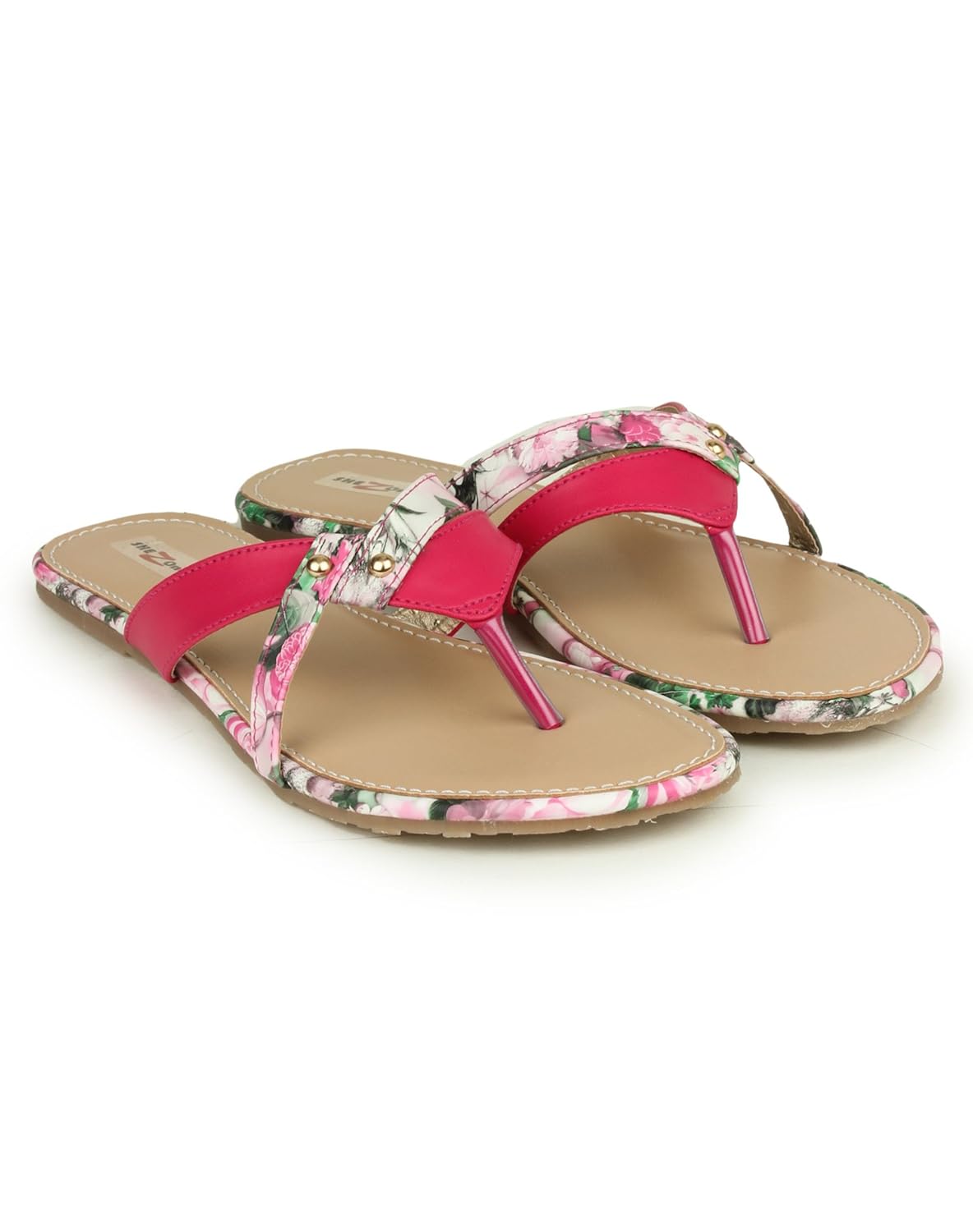 beautiful pink color synthetic material flats for womens from shezone::1274_pink