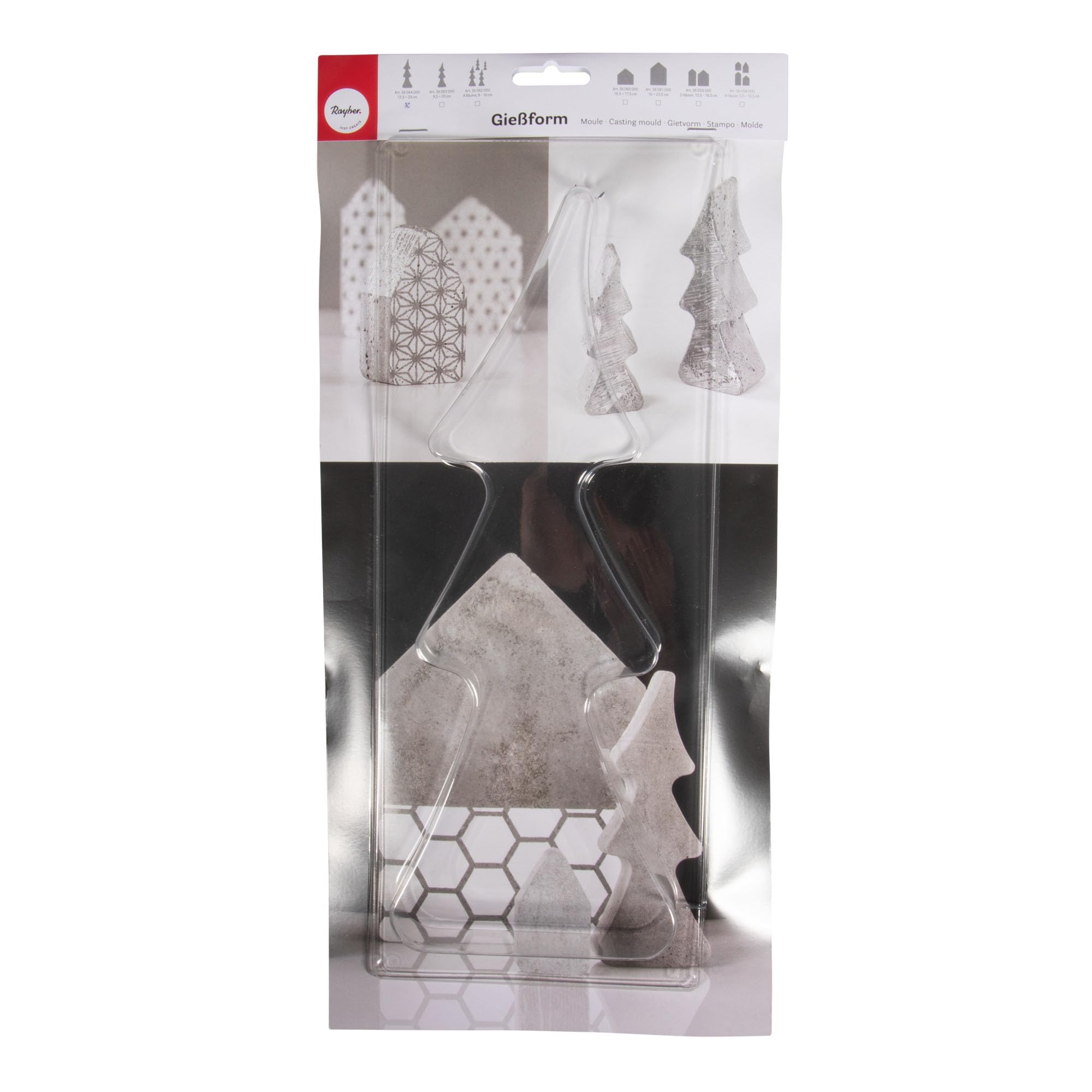 Rayher Fir Tree Shaped Casting Mould for Concrete Crafts, Mould with Christmas Tree Design for Plaster of Paris, Plastic Tree Shape for Moulding, 12.5x33x3.5cm, 36064000 — image 1