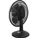 COMFORT ZONE 16" 3-Speed Oscillating Table Fan for Home - Black | 16-inch table fan features 3 speeds and wide-area oscillation to efficiently circulate air in your bedroom or home office.