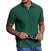 COOFANDY Men's Polo Shirts Short Sleeve Cotton Pique Casual Button T Shirts Classic Fit Collared Golf Shirts