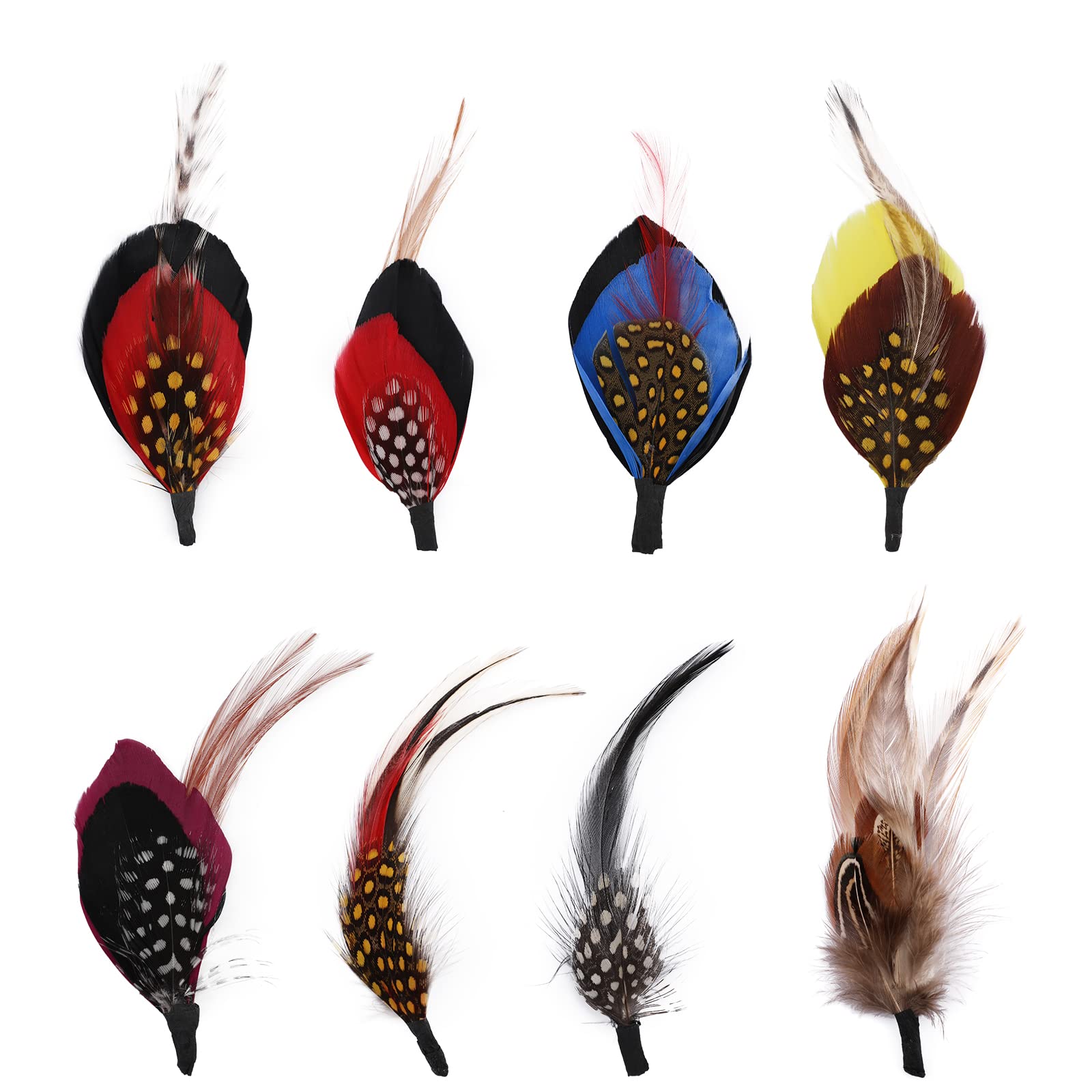 MWOOT 8 Pieces Hat Feathers for Fedora Decoration, Assorted Natural Feather Accessories for Men's Hat Decor, DIY Crafts Art