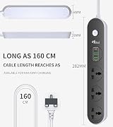 Hulker 3 Way Extension Lead 3 USB Type C UK Universal Socket 1.6M Cord 3250W view 6
