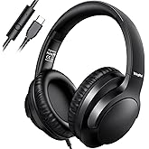 USB C Over Ear Headphones Wired,USB-C/Type C Wired Headphones with Microphone, Foldable & Lightweight Headphone with In-line Control, HD Stereo Sound for iPhone 15-16/Samsung/Type-C Laptop/Tablet