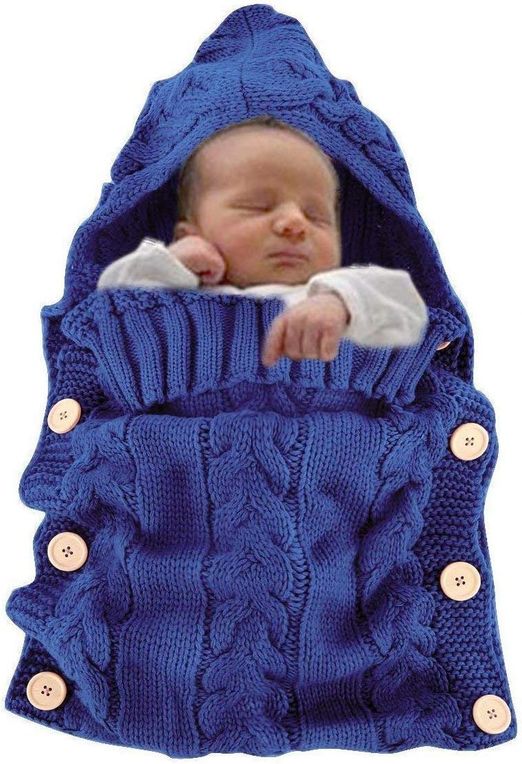 Newborn Baby Wrap Swaddle Blanket, Baby Kids Toddler Wool Handmade Knit Blanket Swaddle Sleeping Bag Sleep Sack Stroller Wrap for 0-12 Month Baby