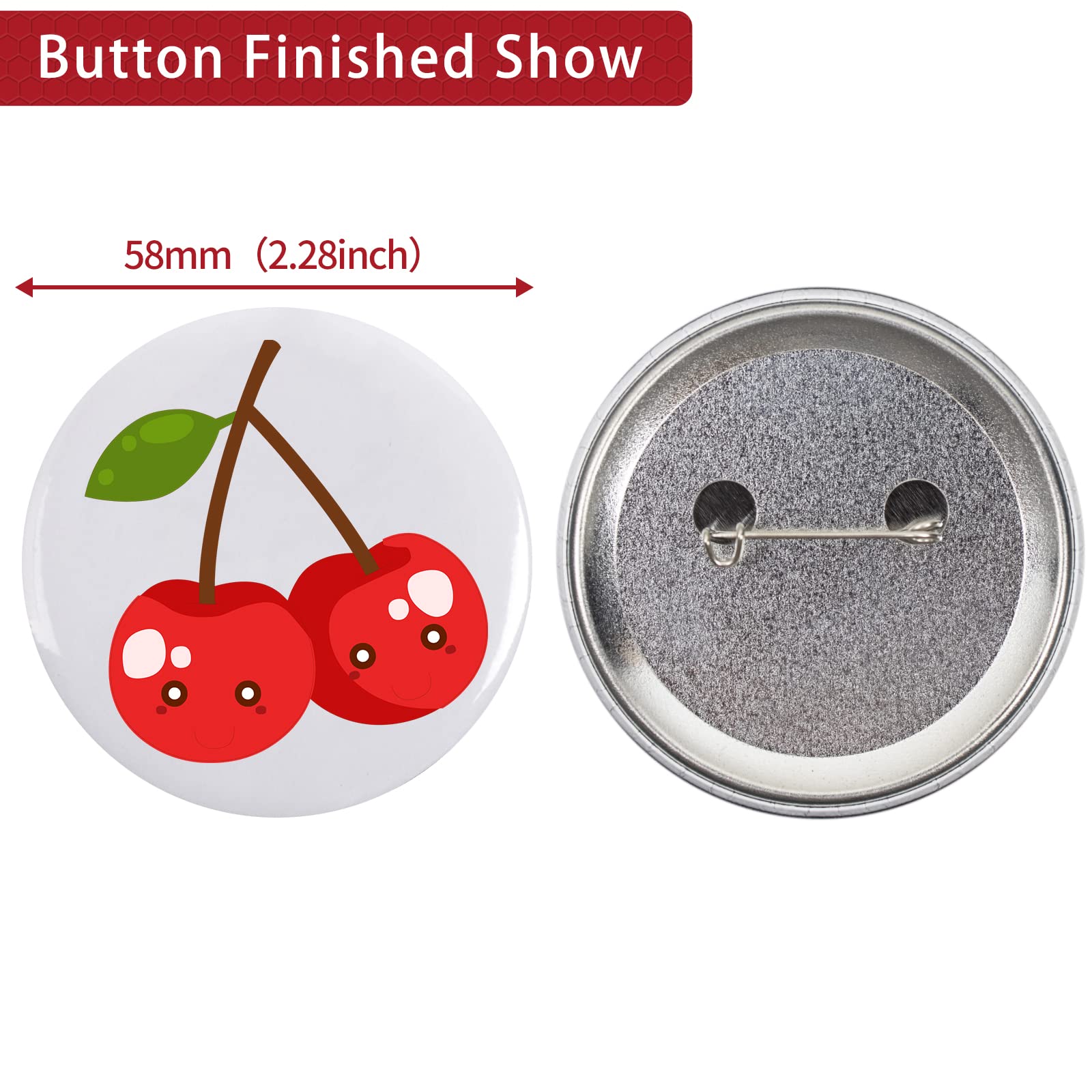 200 Sets Button Maker Supplies, 58mm / 2.28 inch Button Supplies Buttons Parts, (Approx. 2.25 inch) Metal Blank Badge Parts with Blank Paper for Buttons Maker Machine Pin Maker Press