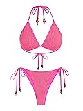 ZAFUL Women Bikini Set Two Piece Textured Beaded