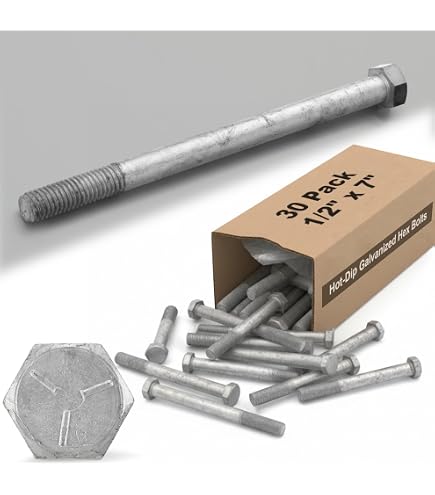 Amazon.com: (20) Galvanized Hex Head 1/2 x 7 Lag Bolts Wood Screws