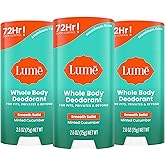 Lume Whole Body Deodorant - Smooth Solid Stick - 72 Hour Odor Control - Aluminum Free, Baking Soda Free and Skin Loving - 2.6 Ounce (Pack of 3) (Minted Cucumber)