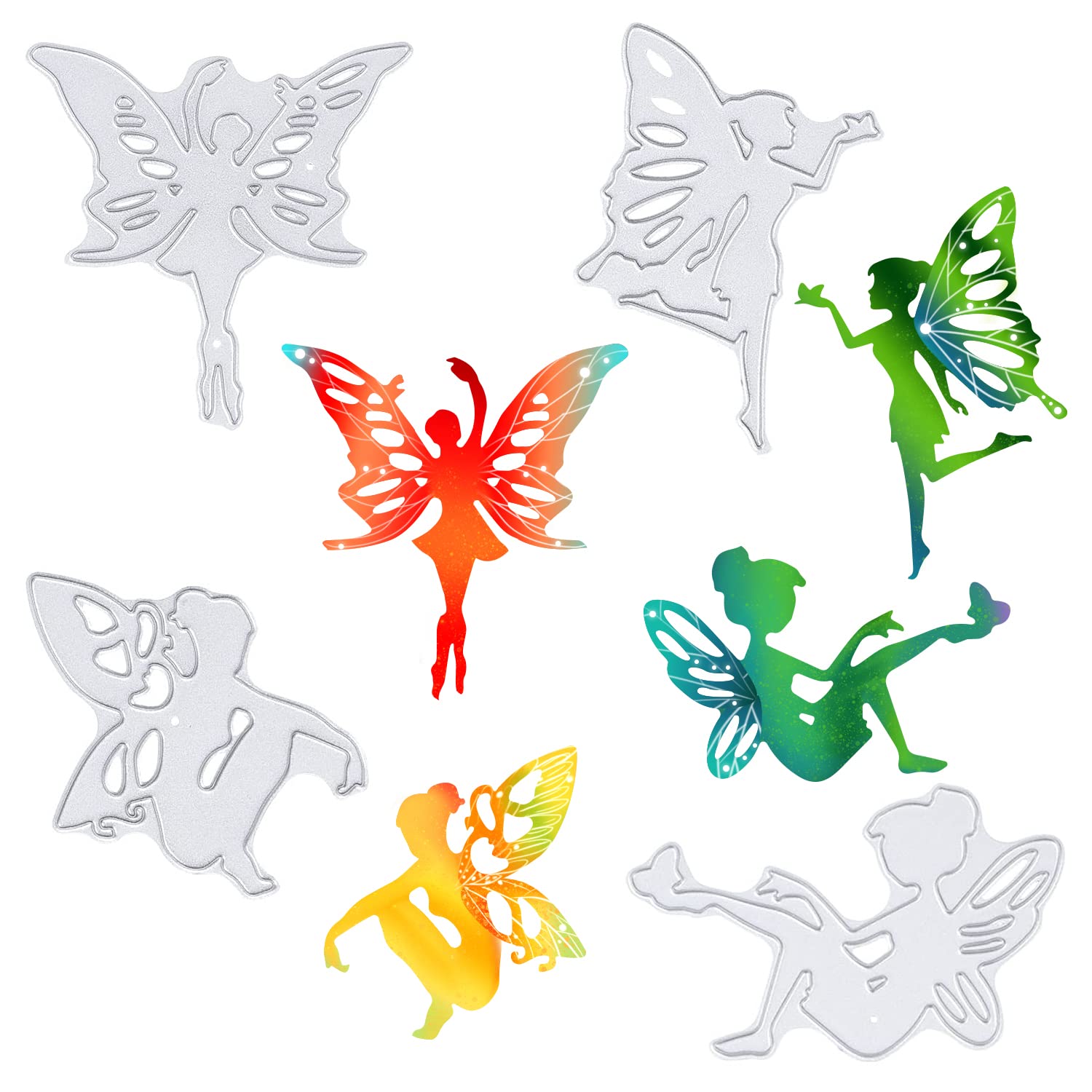 GLOBLELAND Fairy Angels Metal Cutting Dies Stencils for Scrapbooking Photo Album Decorative DIY Paper Cards Making Gift, Assorted Sizes