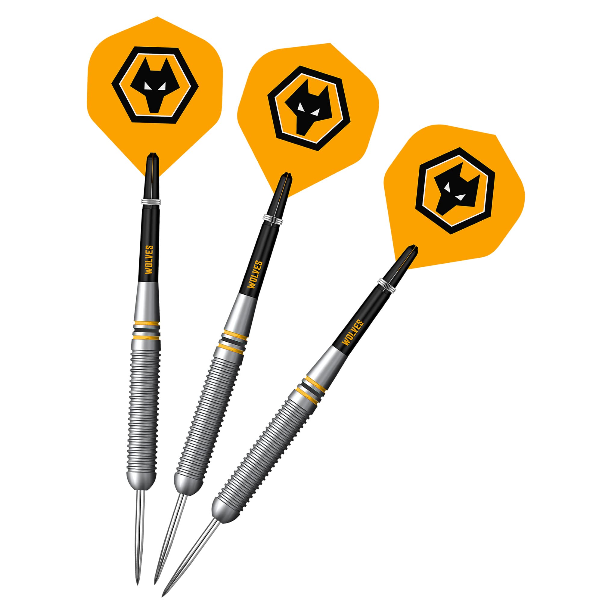 FOCO Officially Licensed Wolverhampton Wanderers Football Club Wolves FC Steel Tip Brass Darts Set, Black, Yellow (D1425) 22g
