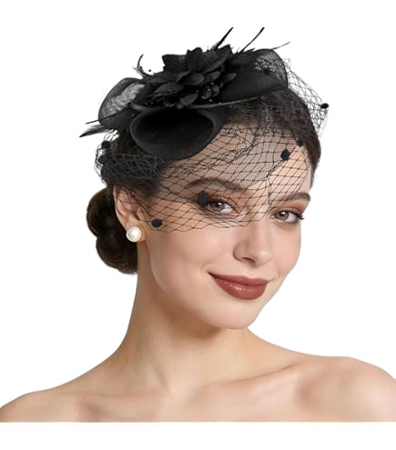 Women’s Elegant Black Fascinator Headband Fascinators Headband CQXIDFH Women Mesh Fascinator Headband  main image 2