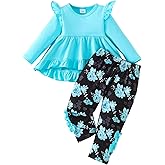 Weebaby Baby Girl Clothes Infant Toddler Girl Clothing Ruffle Shirt High Low Top Floral Allover Pant Little Girls Clothes