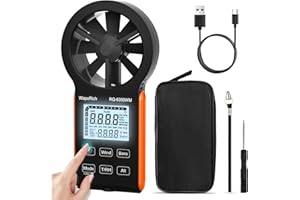 Digital Wind Anemometer Handheld, WapoRich 7 in 1 Air Flow Meter Measures Humidity/Atmospheric Pressure/Temp/Dew Point/Wind Chill/Altitude with MAX/MIN/AVG for HVAC Shooting Surfing - RQ-6000WM