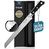 Cutluxe Bread Knife, 10" Serrated Knife, Perfect for Homemade, Sourdough Bread – High Carbon German Steel, Full Tang, Ergonom