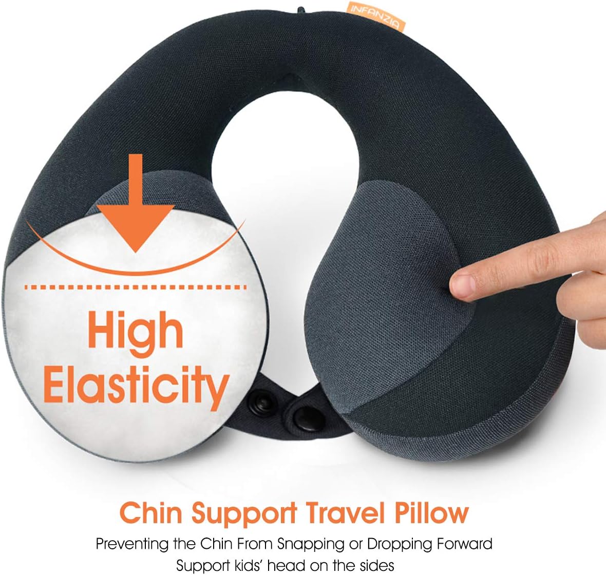 INFANZIA Kids Travel Neck Pillow, Head Neck and Chin Support, Child Size, Gray: Home & Kitchen