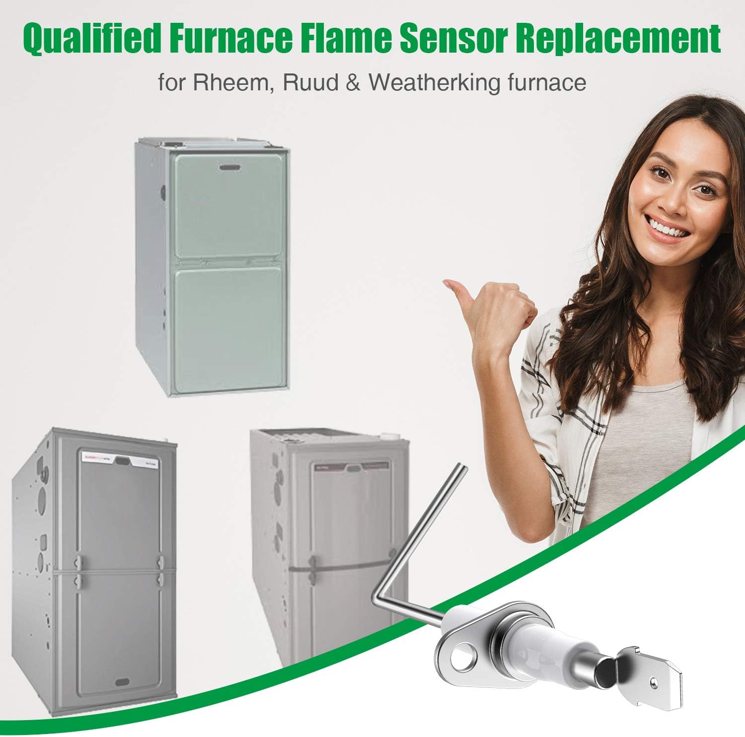 OEM Upgraded Qualified Furnace Flame Sensor Replacement for Rheem 62-23543-01 Flame Sensor Rod，1 Pack - - 