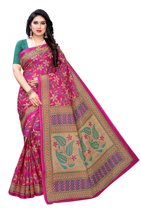 Without Blouse Piece Saree (Pure Cotton 100%_2015_ Pink_ Free)