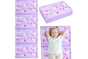 Shellwei Vinyl Nap Mat for Kids Preschool Daycare 52 x 20 x 1'' Kids Sleeping Folding Rest Mat for Toddler Boys Girls Baby Classroom Home Travel(Unicorn)