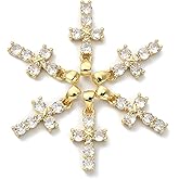 KitBeads 10pcs Christian Crucifix Cross Charms Gold Plated with Clear Cubic Zirconia for Jewelry Making Bracelets Bulk