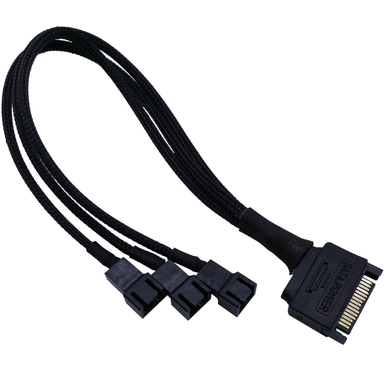 CRJ SATA To 3 X 4Pin PWM Sleeved Fan Power Adapter Cable Computers