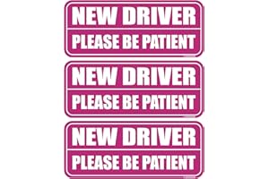 GEEKBEAR New Driver Car Magnet - Colorful, Reflective, Weather-Resistant - Rectangular 8.7 x 3.5 in (Pink/Pink, 3 Pack)