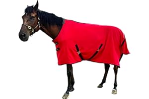 AQINGR Fleece Horse Blankets Polar Fleece Cooler Horse Fleeces,Fleece Horse Blankets Horse Cooler Fleece Blankets for Horses,Horse Exercise Sheet,Horse Care Blanket 81 inches,Red 155cm