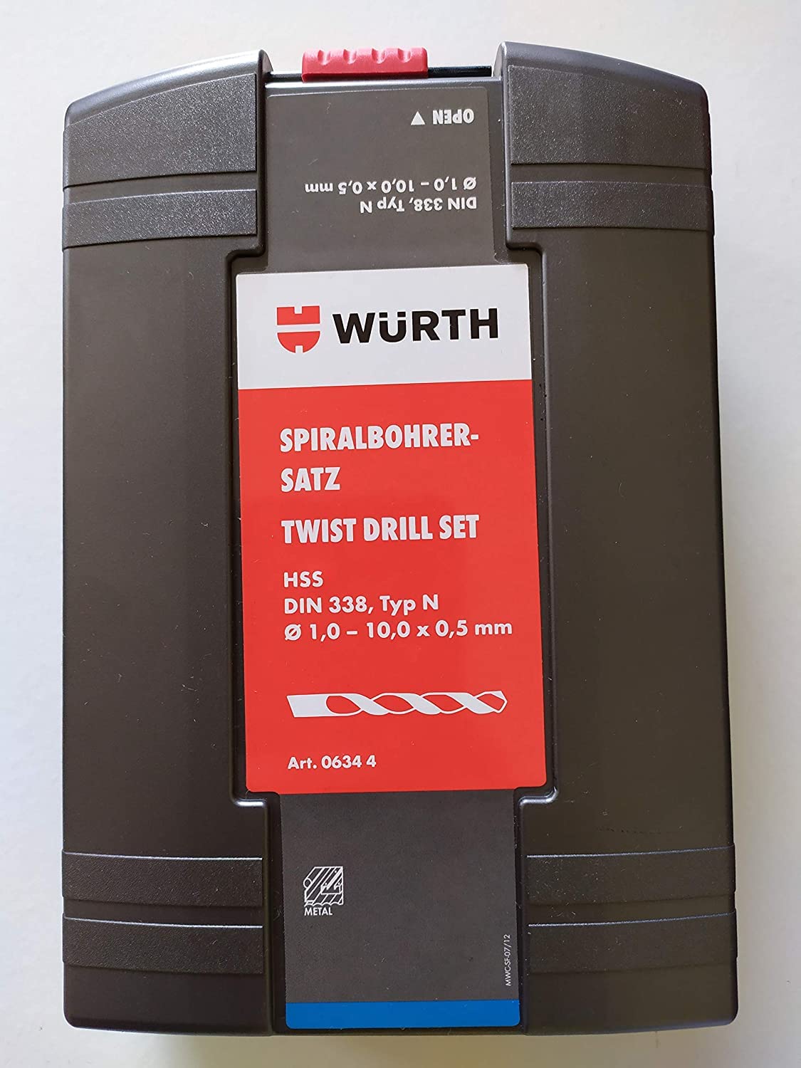 Würth Spiral Drill Bit Set 19 Pieces HSS DIN Type N 338 Assortment Box Twist Drill Set 0634 4